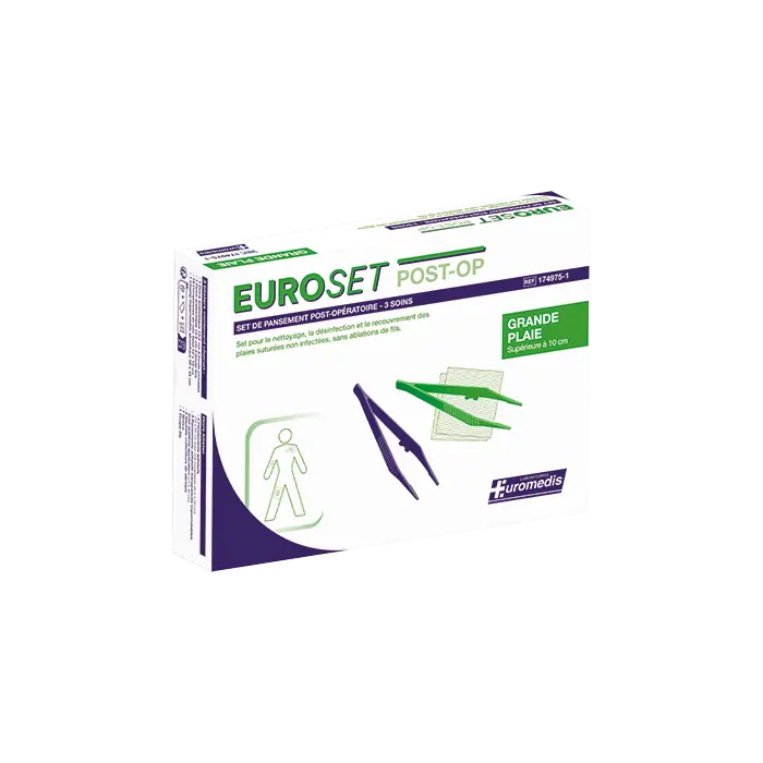 Set de Pansement Post Opératoire - Plaie Suturée non Infectée - Grande Plaie - Euroset
