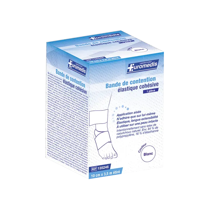 [ALO-PANSMT-EUMED-10X35-BLANC-4004221055760] Bande de Contention Cohésive - 10cm x 3.5m - Euromedis (Blanc)