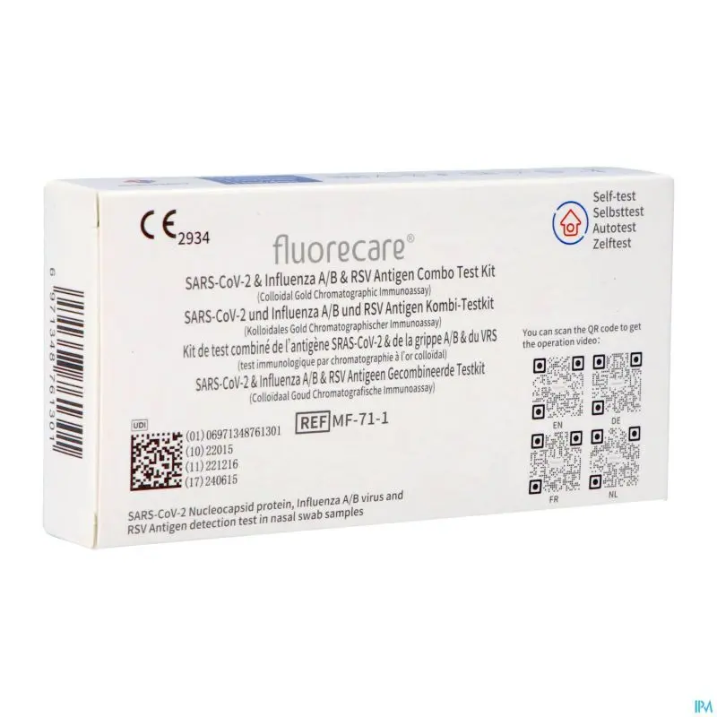 Autotest Fluorecare Combo 4en1 Covid - Grippe A/B - Bronchiolite (VRS) Nasal