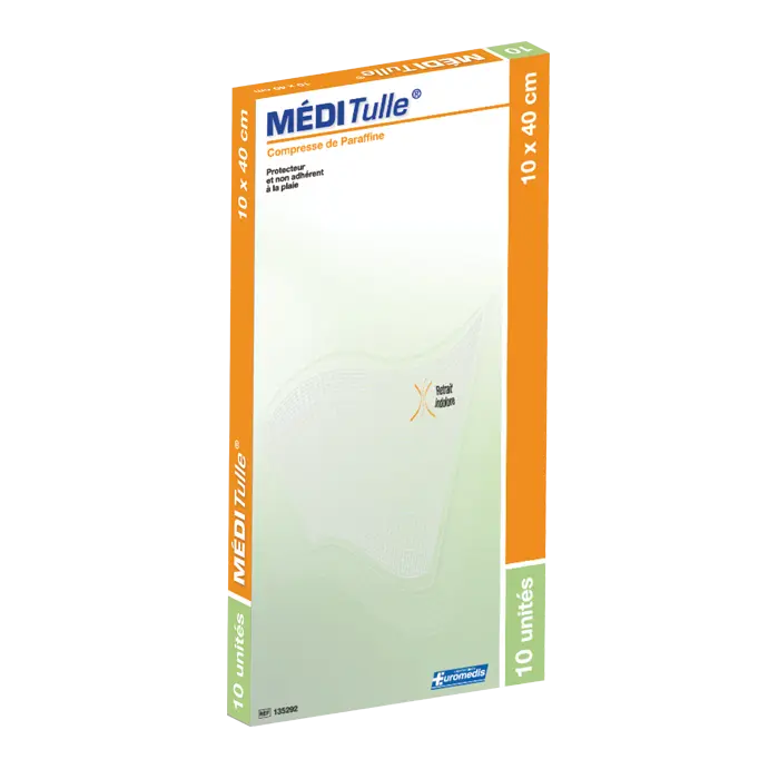 [ALO-PANSMT-METUL-10X40-X10-6926515454081] Compresses Grasses Stériles - 10x40cm Meditulle - Euromedis