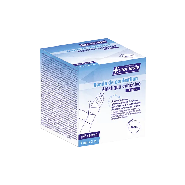 [ALO-PANSMT-EUMED-7X3-BLANC-4004221055715] Bande de Contention Cohésive - 7cm x 3m - Euromedis (Blanc)