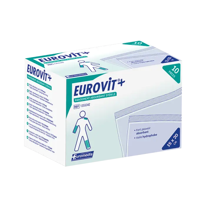 [ALO-PANSMT-EUMED-15X20-6926515486433] Pansements Absorbants non Adhérents Stériles - 15x20cm - Eurovit+