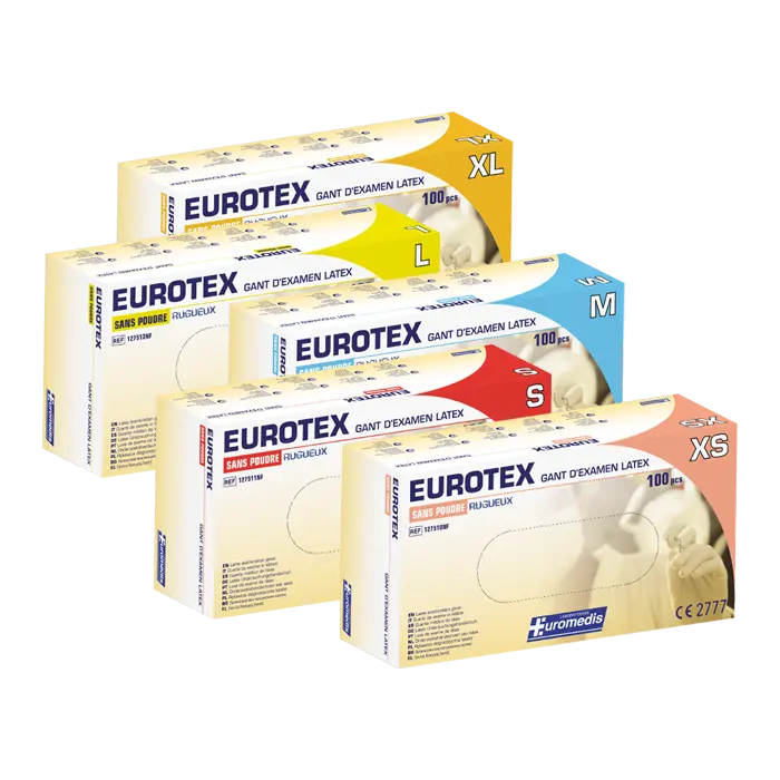 Gant d'examen en latex sans poudre 240 mm - Eurotex