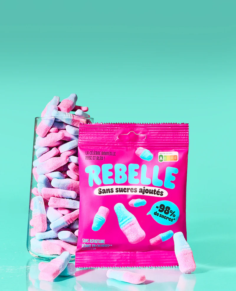 [ALO-BONBON-REBEL-GUM-3770028156351] Bonbons Bouteilles rose et bleu - Rebelle