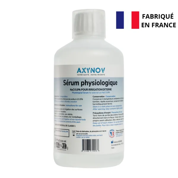 [3770035346677] Serum Physiologique – Bouteille 500 mL – NaCl 0,9% - AXYNOV