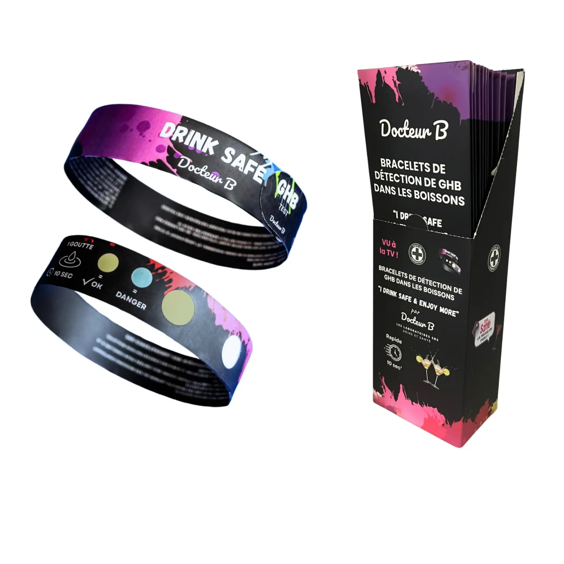 [3760419991258] Bracelet de détection GHB - pack de 2 - Docteur B