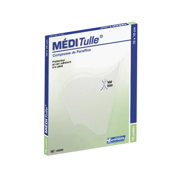 [ALO-PANSMT-METUL-10X10-X10-6926515454005] Compresses Grasses Stériles - 10x10cm Meditulle - Euromedis