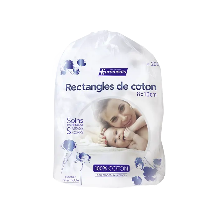 [ALO-SOIN-EUMED-X200-6975629477691] Rectangles de Coton - Euromedis