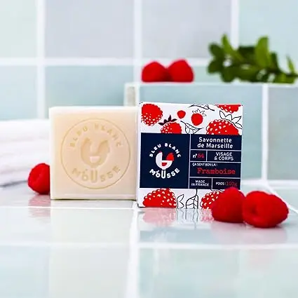 [ALO-SAVON-BBM-ABRCO-100-3760326780822] Savon au Lait d'Ânesse - Bleu Blanc Mousse (Abricot)