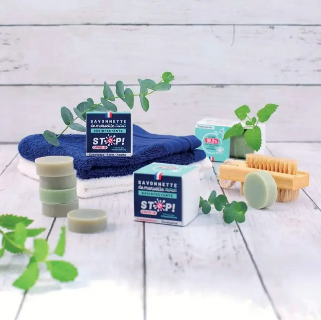 [ALO-SAVON-BBM-MENTH-3760326781386] Savon Virucide Part 3 - Bleu Blanc Mousse (Menthe)