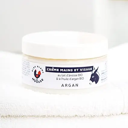 [ALO-SOIN-BBM-ARGAN-100-3760326780372] Soin Crème Visage et Mains au Lait d'Ânesse Bio - Bleu Blanc Mousse (Argan)