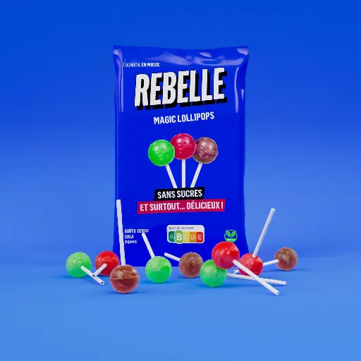 [ALO-BONBON-REBEL-SUCET-3770028156146] Sucettes Magic Lollipops sans Sucres - Rebelle