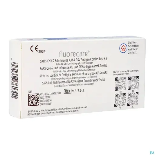 Autotest Fluorecare Combo 4en1 Covid - Grippe A/B - Bronchiolite (VRS) Nasal