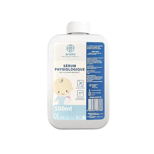 Serum Physiologique – Bouteille 500 mL – NaCl 0,9% - SFDPE