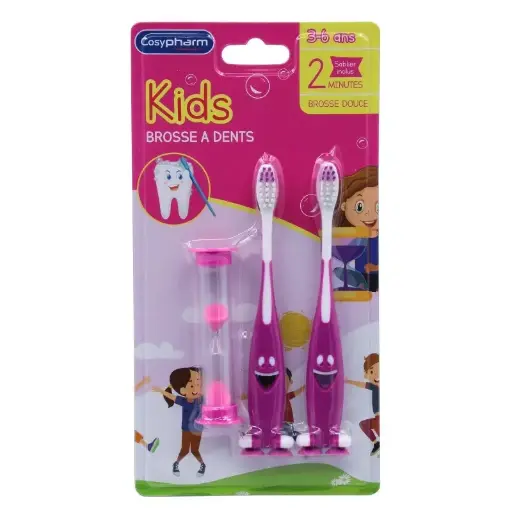 Lot de 2 brosses à dents et sablier pour enfants - Cosypharm