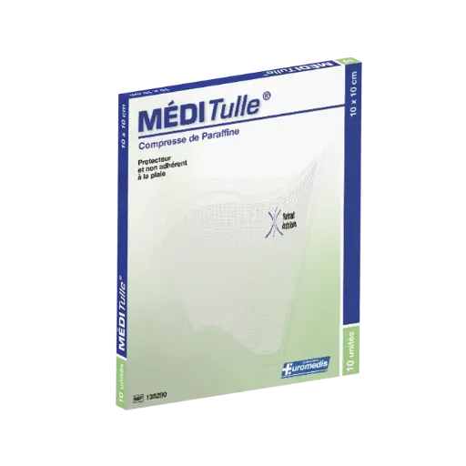 [ALO-PANSMT-METUL-10X10-X10-6926515454005] Compresses Grasses Stériles - 10x10cm Meditulle - Euromedis