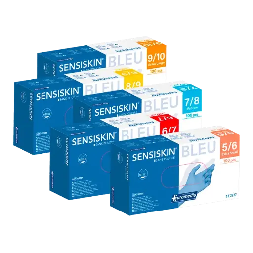 Gants d'Examen Nitrile non Poudrés Sensiskin - Euromedis